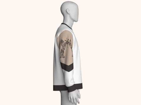 Men 3 Ton Printed Sleeve Sweatshirt 3D Model