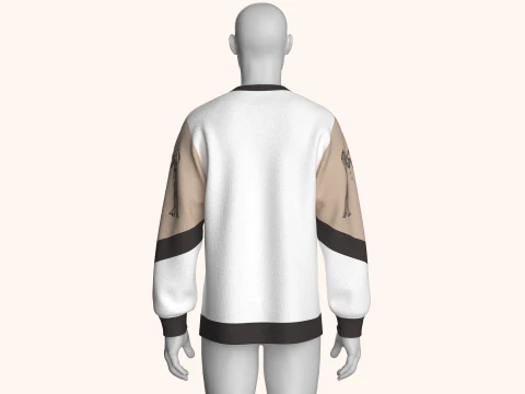 Men 3 Ton Printed Sleeve Sweatshirt 3D Model