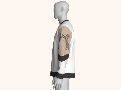 Men 3 Ton Printed Sleeve Sweatshirt 3D Model