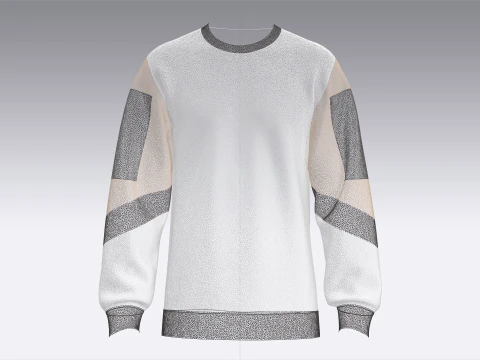Men 3 Ton Printed Sleeve Sweatshirt 3D Model
