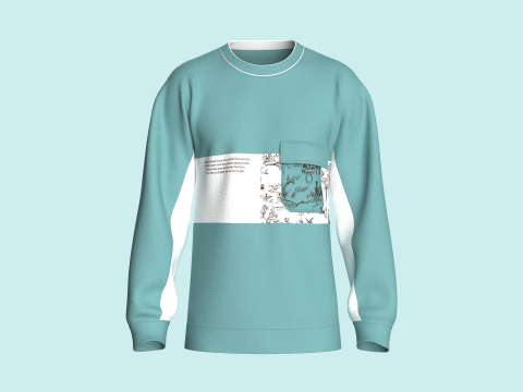 인쇄된 스웨트셔츠가 있는 남성용 포켓 3D 모델