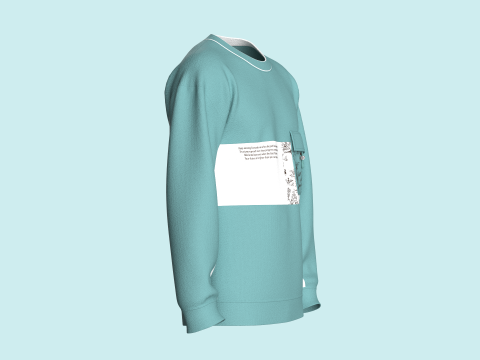 Hombres bolsillo con sudadera estampada Modelo 3D