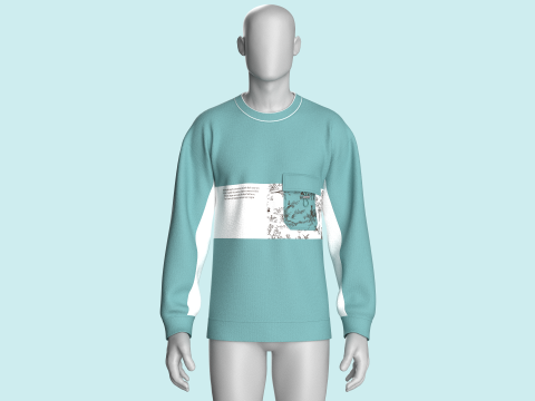 Hombres bolsillo con sudadera estampada Modelo 3D