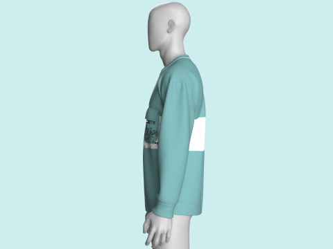 Hombres bolsillo con sudadera estampada Modelo 3D