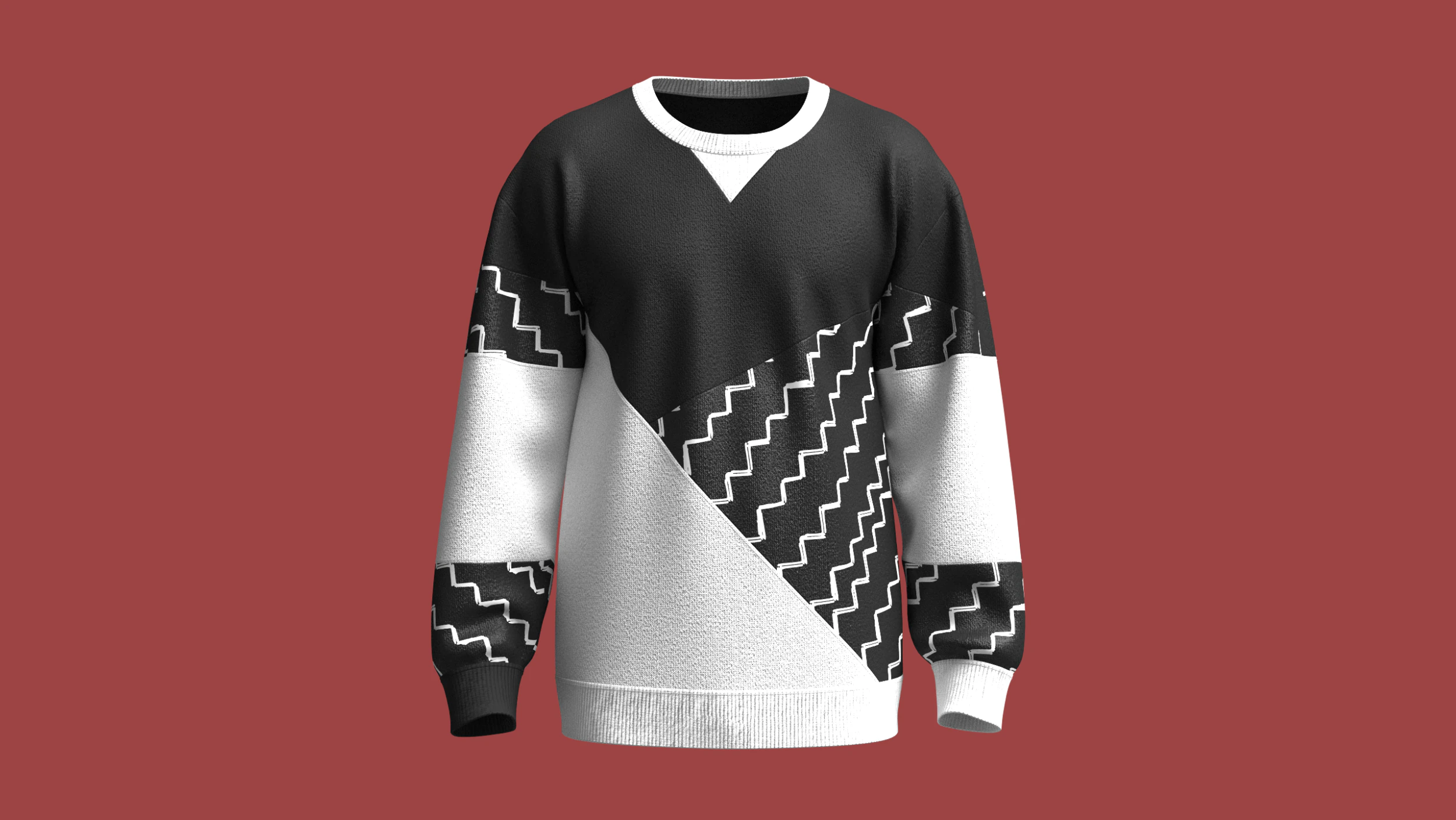Men Cut And Sew Printed Sweatshirt 3D Model .c4d .max .obj .3ds .fbx .stl .blend 