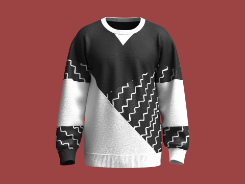 Heren gesneden en naai bedrukt sweatshirt 3D Model