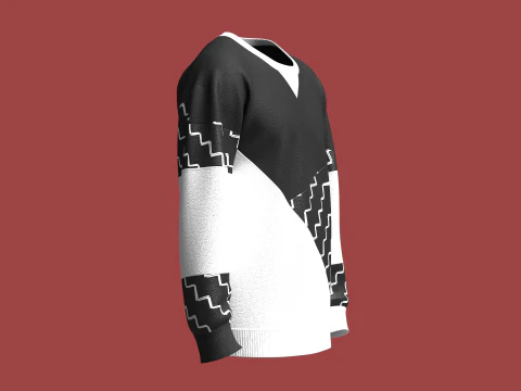 Men Cut And Sew Printed Sweatshirt 3D Model