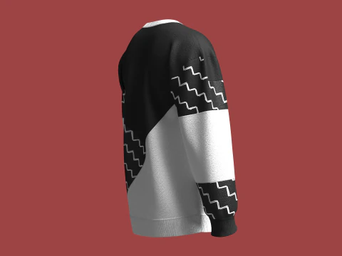 Men Cut And Sew Printed Sweatshirt 3D Model