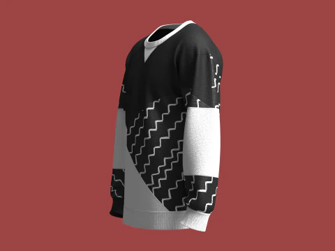 Men Cut And Sew Printed Sweatshirt 3D Model