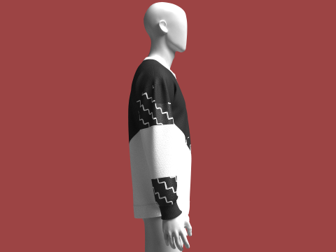 Hombres Sudadera estampada cortada y cosida Modelo 3D