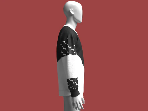 Men Cut And Sew Printed Sweatshirt 3D Model