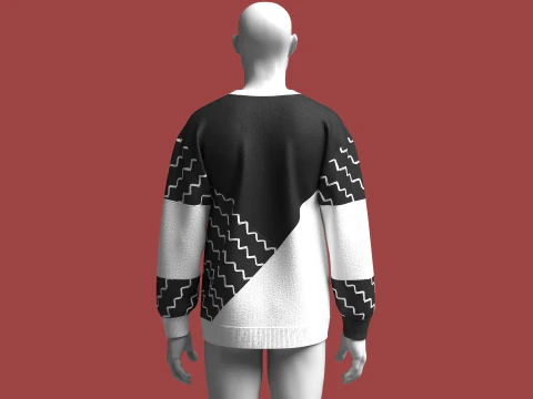 Men Cut And Sew Printed Sweatshirt 3D Model