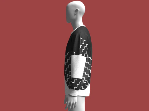 Men Cut And Sew Printed Sweatshirt 3D Model
