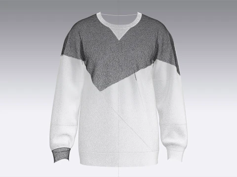 Men Cut And Sew Printed Sweatshirt 3D Model