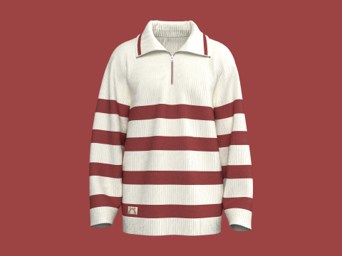 Heren jacquard trui met patch 3D Model