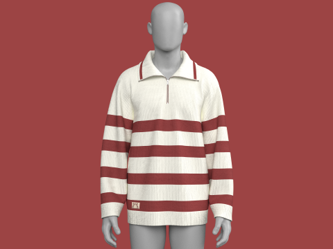 Jersey de hombres en jacquard con parche Modelo 3D