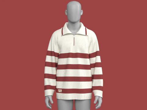 Men Jacquard Sweater With Patch 3D Model