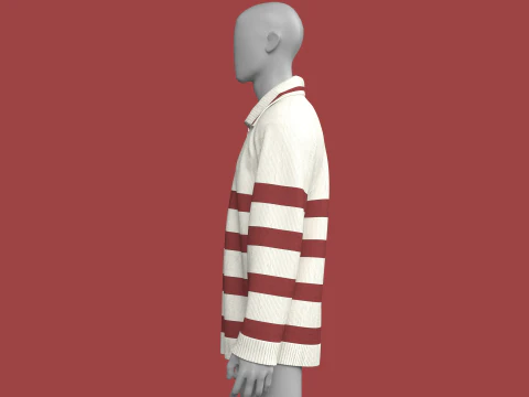 Men Jacquard Sweater With Patch 3D Model