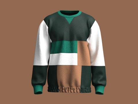 Heren multikleur met elastische onderkant sweatshirt 3D Model