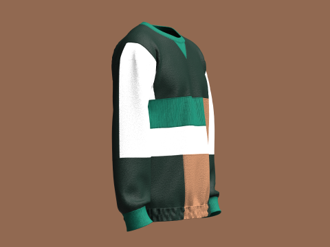 Sudadera de hombres multicolor con parte inferior elástica Modelo 3D