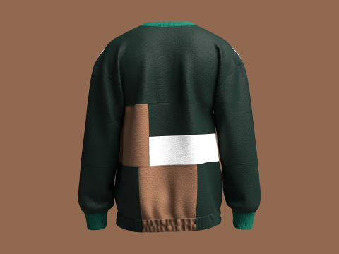 Sudadera de hombres multicolor con parte inferior elástica Modelo 3D