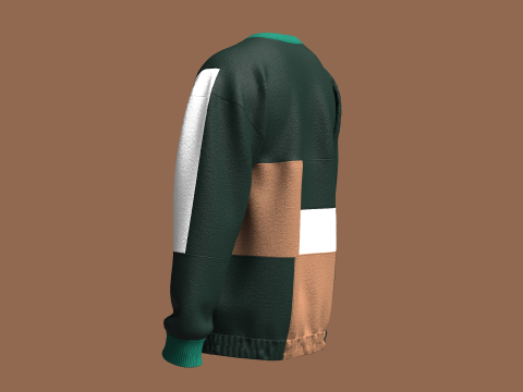 Sudadera de hombres multicolor con parte inferior elástica Modelo 3D