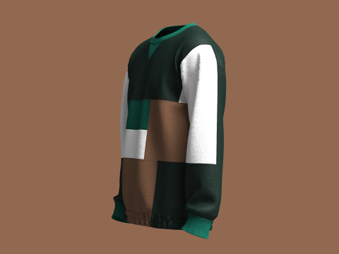 Sudadera de hombres multicolor con parte inferior elástica Modelo 3D