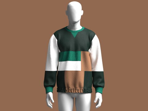 Sudadera de hombres multicolor con parte inferior elástica Modelo 3D