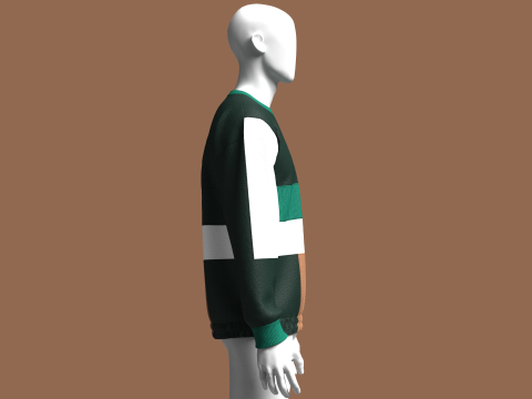 Sudadera de hombres multicolor con parte inferior elástica Modelo 3D