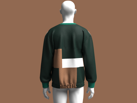 Sudadera de hombres multicolor con parte inferior elástica Modelo 3D