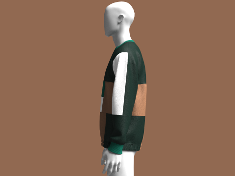 Sudadera de hombres multicolor con parte inferior elástica Modelo 3D