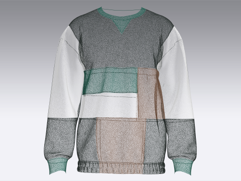 Sudadera de hombres multicolor con parte inferior elástica Modelo 3D