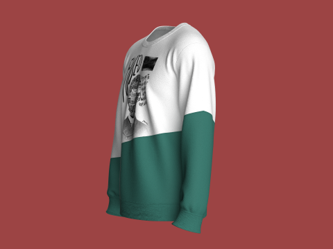 Hombres Sudadera Estampada Con Parche V2 Modelo 3D