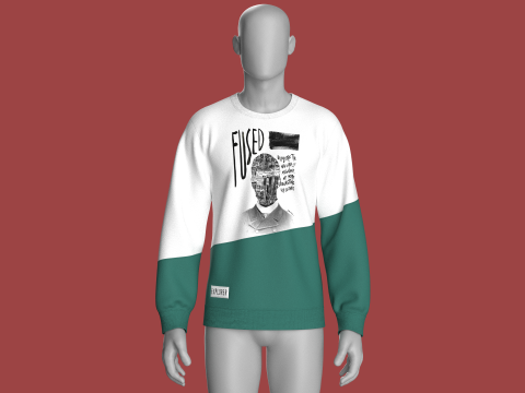 Hombres Sudadera Estampada Con Parche V2 Modelo 3D