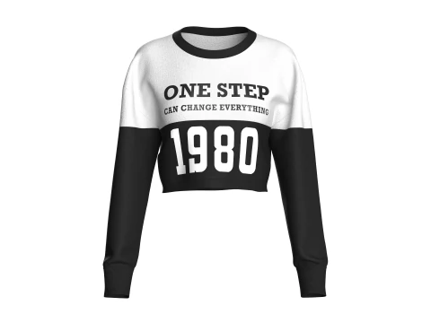 Moletom Cropped Menina - ONE STEP Modelo 3D