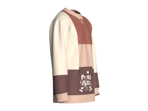 Moletom masculino multicolorido com bolso estampado Modelo 3D