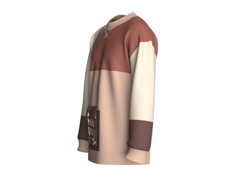 Moletom masculino multicolorido com bolso estampado Modelo 3D