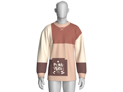 Moletom masculino multicolorido com bolso estampado Modelo 3D