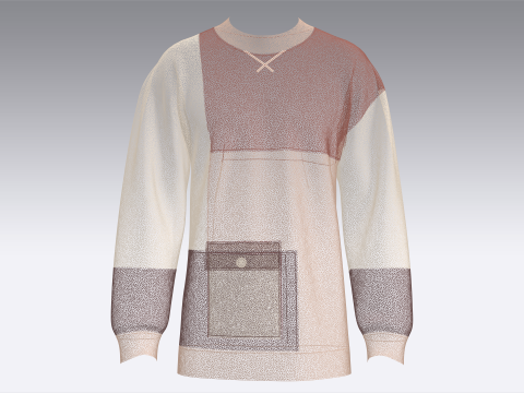 Moletom masculino multicolorido com bolso estampado Modelo 3D