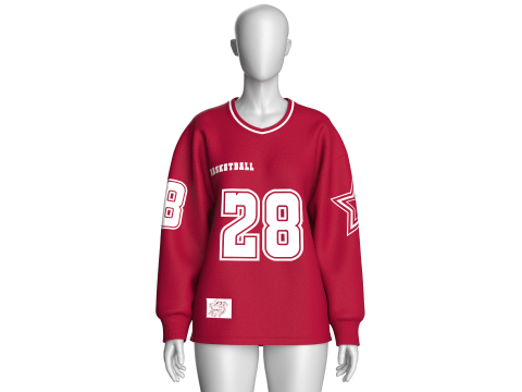 Girls Basketball Sweatshirt With Patch V2 3D Model