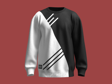Men Printed Sweatshirt With Patch 3D Model