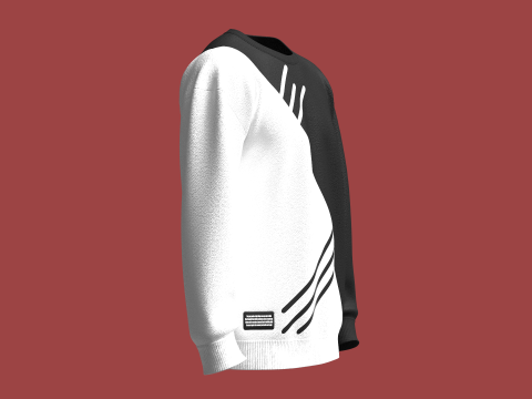 Men Printed Sweatshirt With Patch 3D Model