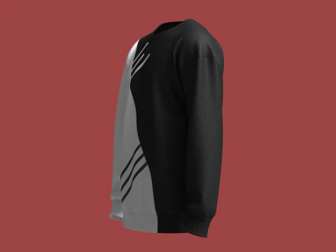 Men Printed Sweatshirt With Patch 3D Model