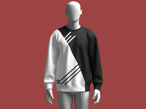 Men Printed Sweatshirt With Patch 3D Model