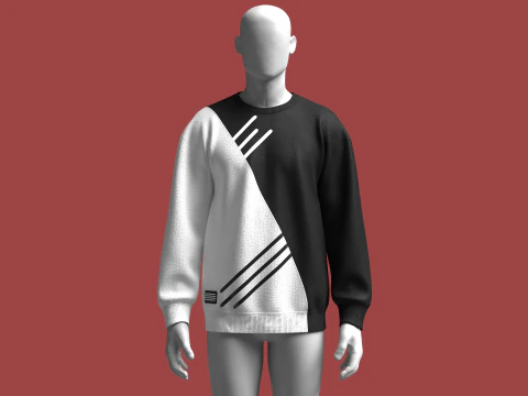 Men Printed Sweatshirt With Patch 3D Model