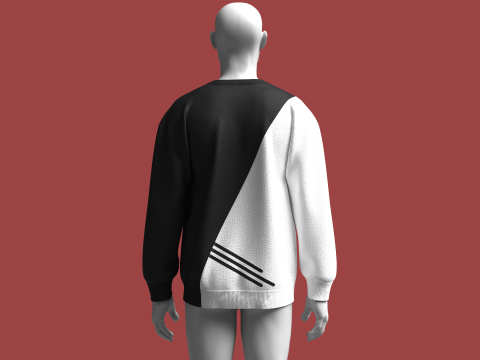 Men Printed Sweatshirt With Patch 3D Model