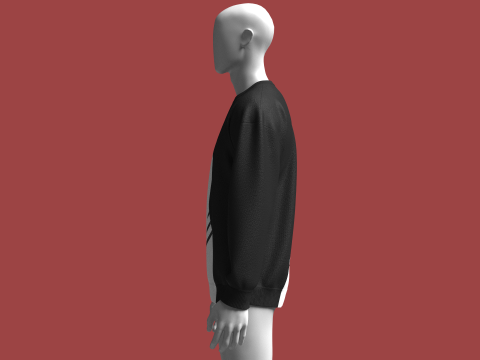 Men Printed Sweatshirt With Patch 3D Model