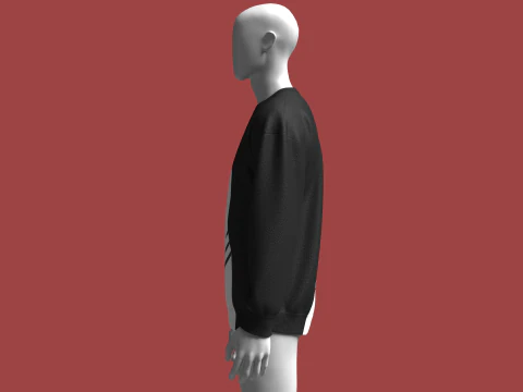 Men Printed Sweatshirt With Patch 3D Model