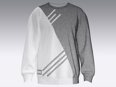 Men Printed Sweatshirt With Patch 3D Model