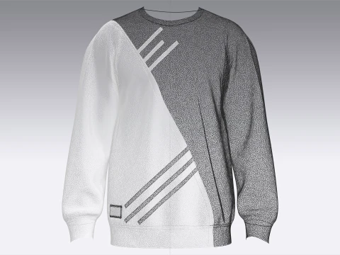 Men Printed Sweatshirt With Patch 3D Model